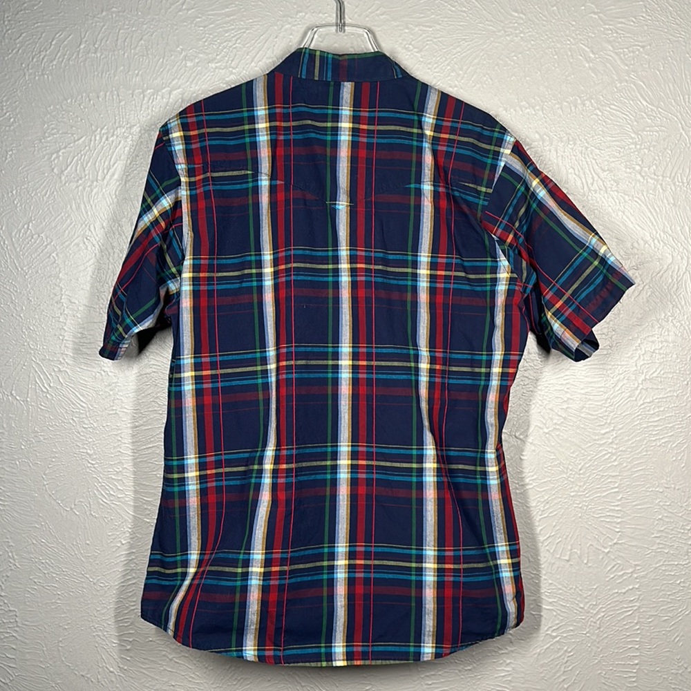 Wrangler Nay Blue Red White Plaid Short Sleeve Button Up Shirt Men's Siz… - Picture 6 of 6